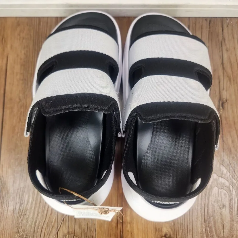 Adidas Mehana Sandals Kid Sz 1 Gray Black White Comfort Adjustable Slides ID7910